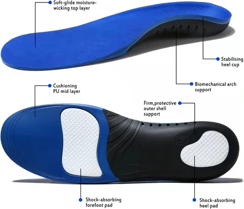 Vista 4 de Plantillas para fascitis plantar, plantillas de zapatos con soporte de arco alto para hombres y mujeres, plantillas ortopédicas de gel para correr