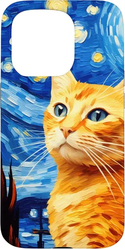 Vista 14 de Orange Tabby Cat Starry Night Vincent Van Gogh - Carcasa para iPhone 17