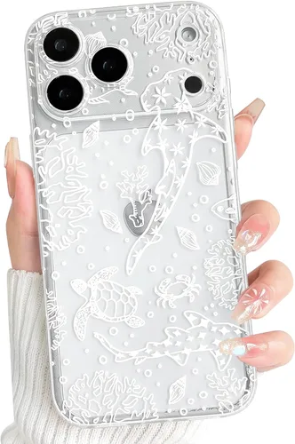 Vista 56 de NITITOP Funda para iPhone 13 Clear Sea Animal - Pez negro Pescado Negro