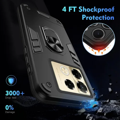 Vista 5 de Funda compatible con Xiaomi Redmi A1, funda para teléfono Redmi A2 [con protector de pantalla de vidrio templado] HR-KZH-negro