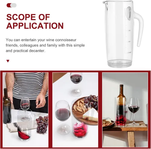 Vista 2 de Jarra de vidrio dispensador de bebidas para servir vino decantador de vino transparente con boquilla Decantador de bebidas de vino con medidas