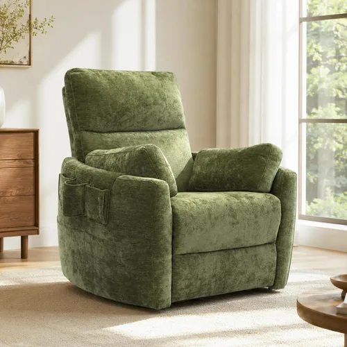 Vista 9 de Extra Wide Power Swivel Rocker Recliner Chair Nursery,Light Gray