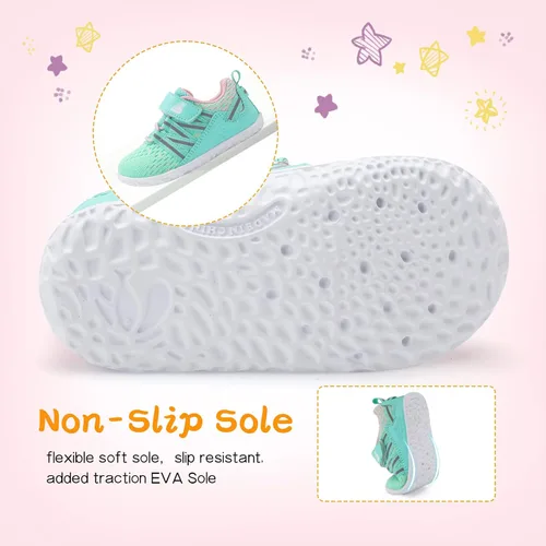 Vista 5 de BARERUN Zapatos deportivos para bebés y niños pequeños, suela antideslizante suave, para recién nacidos, primeros pasos, transpirables, atléticos