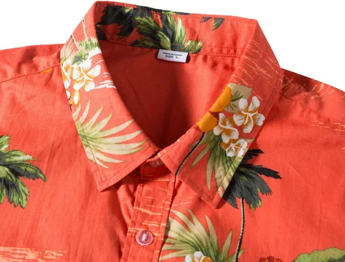 Vista 3 de TUNEVUSE Mens FlowerPineappleBird Print Hawaiian Short Sleeve Shirt Casual Button Down Tropical Shirt