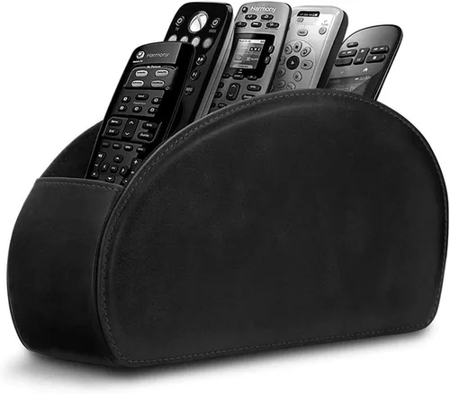 Vista 10 de Soporte para control remoto, organizador/caja para control remoto de TV con 5 compartimentos, organizador de mesita de noche para controladores