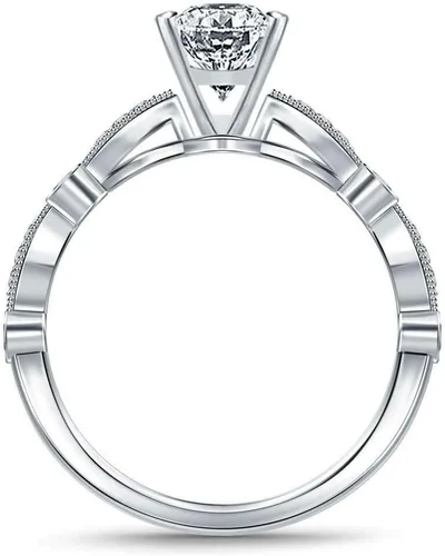 Vista 3 de RINGJEWEL Anillo de compromiso chapado en plata de moissanita blanca de corte ovalado para mujer