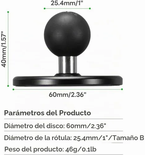 Vista 8 de FANAUE Base de soporte para teléfono celular con cabeza de bola de 1 pulgada, soporte magnético para teléfono compatible con RAM Mount B tamaño 1