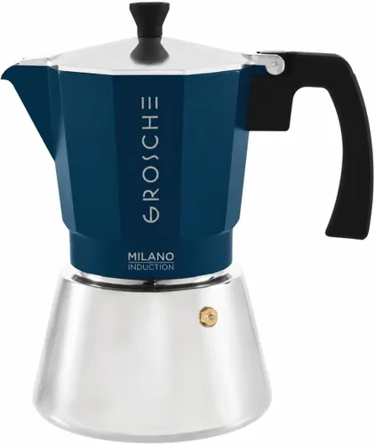 Vista 25 de GROSCHE Milano - Cafetera Moka para estufa, olla de expreso para 3 tazas de café, 5 oz, color negro - Cafetera cubana para estufa, cafetera Moka