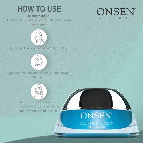Vista 6 de Onsen Secret Under Eye Cream Anti-Aging Eye Cream Tratamiento Gel Sagrado Japonés Termal Minerales para arrugas y ojeras, crema de ojos reafirmante