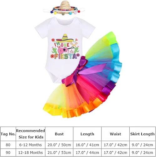 Vista 7 de IMEKIS Mameluco para bebé niña con diseño de My First Cinco De Mayo, falda tutú arcoíris + sombrero mexicano, ropa para pastel de cumpleaños