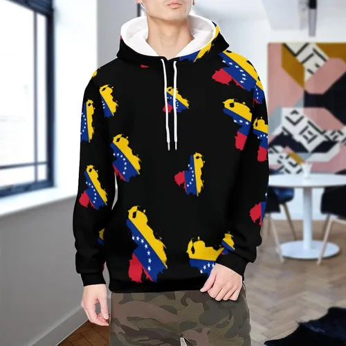 Vista 7 de Sudadera con capucha con diseño de bandera de Venezuela, sudadera de manga larga, forro polar, suave, cálida, con capucha