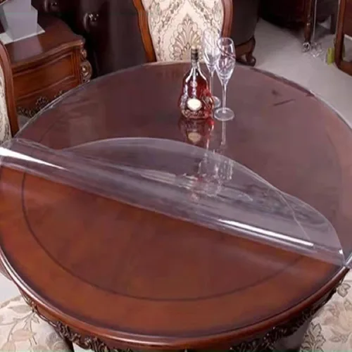 Vista 2 de Mantel transparente, alfombrilla de escritorio, fácil de limpiar, protector de mesa de PVC transparente, protector de mantel transparente, para mesa