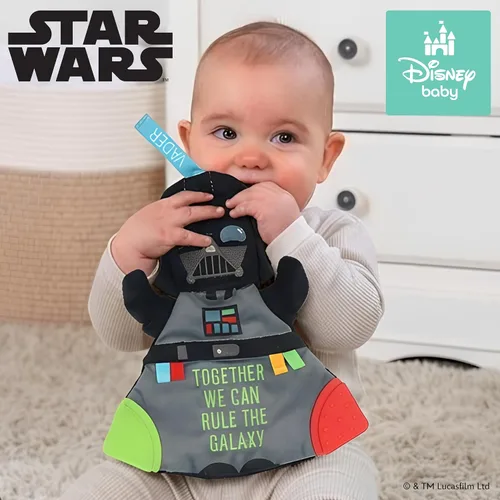Vista 6 de Kids Preferred Star Wars Darth Vader - Mordedor para bebé, juguete de peluche con sonidos arrugados y elementos de dentición de silicona