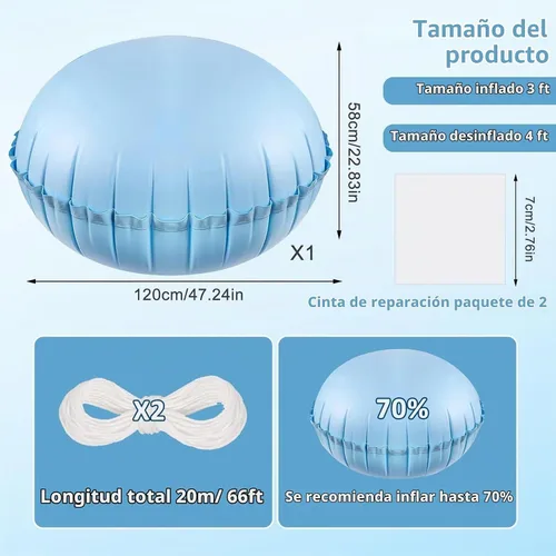 Vista 3 de Almohadas de piscina para piscinas sobre el suelo, almohada de piscina de 4 pies de diámetro resistente, almohada de aire para piscina de 0.4mm