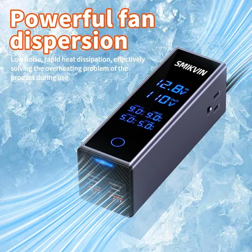 Vista 5 de Inversor de corriente para automóvil de 300 W, convertidor de 12 V a 110 V CA con 2 salidas de CA y 4 puertos USB (2 PD 36 W + 2 QC3.0 30 W)