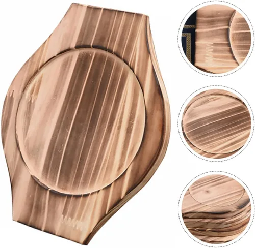 Vista 6 de BESTonZON Bandeja de madera para salvamanteles de hierro fundido