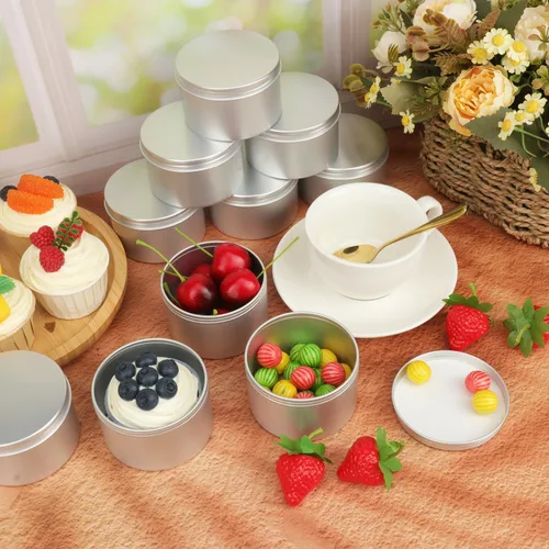 Vista 5 de 32 latas de aluminio de 6 onzas con tapas, latas de metal de aluminio con tapa de rosca para bálsamo labial, ungüento, especias, dulces