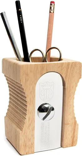 Vista 6 de Suck UK Soporte para bolígrafo para escritorio, organizador estacionario, maceta de madera, sacapuntas novedoso, ordenado de escritorio, accesorios
