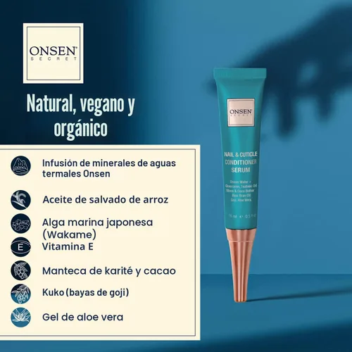 Vista 8 de Onsen Secret Kit de cuidado de uñas, con suero para el cuidado de la cutícula, kit de pulidor de uñas japonés y brillo - fortalecimiento y brillo