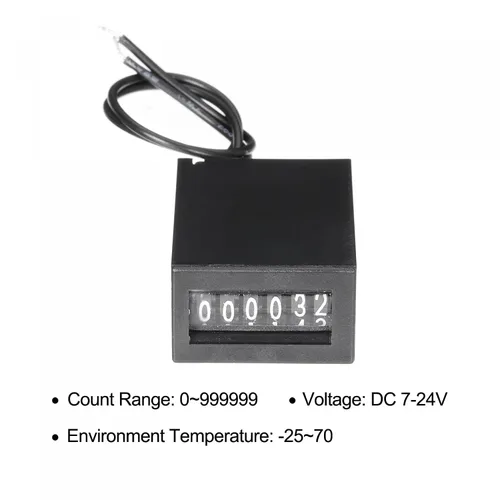 Vista 3 de uxcell Contador electromagnético 6 dígitos 0-999999 Rango de conteo Contador de pulso electrónico Totalizador digital DC 7-24V