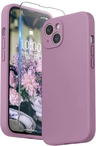 Vista 18 de SURPHY Funda compatible con iPhone 13 con protector de pantalla, (protección de cámara y forro de microfibra suave), funda de teléfono de silicona