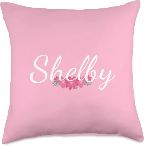 Vista 5 de Regalos y diseños personalizados Shelby para niñas personalizado regalo Shelby nombre personalizado flores rosa tiro almohada, 16x16, multicolor