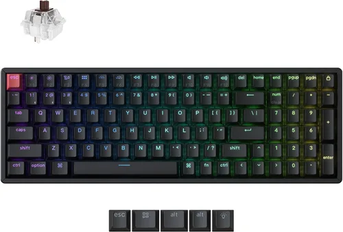 Vista 9 de Teclado mecánico Keychron K4 RGB intercambiable en caliente, teclado de computadora inalámbrico Bluetooth/USB con cable de diseño 96%