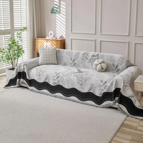 Vista 29 de DREAMINGO Funda para sillón reclinable con estampado floral verde y botánico de jacquard, 1 cojín, acogedora funda de felpilla para sala de estar