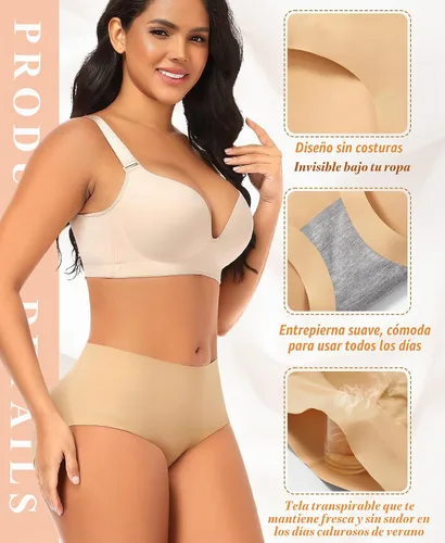 Vista 4 de DERCA Pantalones cortos acolchados de encaje con almohadillas de cadera para realzar los glúteos Beige
