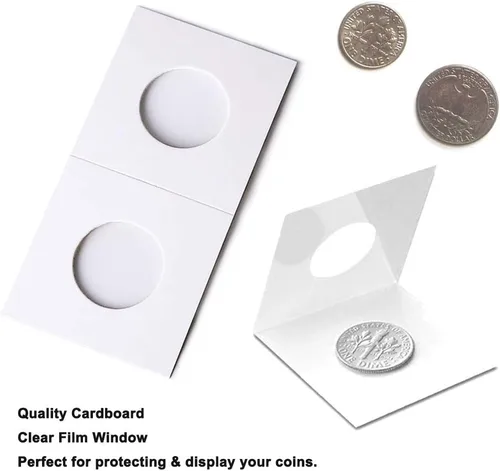 Vista 2 de Soporte para monedas de cartón, 50 unidades de bolsillo abatible para dólar de plata, centavos, colección de un cuarto (50 unidades)