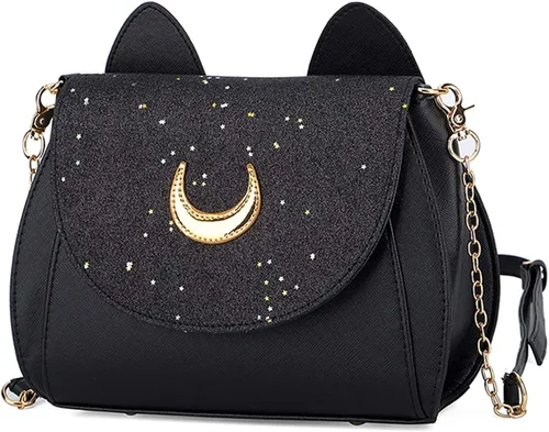 Vista 2 de Sunwel Fashion Women Kawaii Handbag Moon Sailor Luna Cosplay Messenger Crossbody Cat Purse Sequin Satchel Shoulder Bag