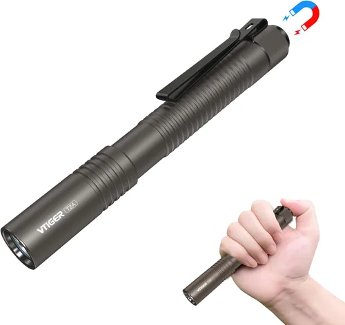Vista 9 de VTIGER T2A - Linterna compacta EDC de 1500 lúmenes de alto, linterna LED recargable AA, superbrillante, pequeña, táctica, con bolsillo, con imán