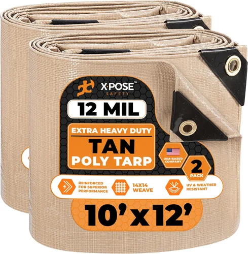 Vista 161 de Xpose Safety Lona protectora de polietileno plateado resistente de 5 x 7 pies - Funda protectora multiusos - Duradera, resistente al agua