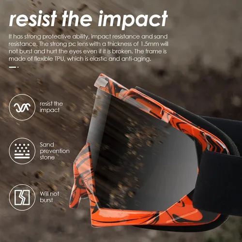 Vista 4 de Gafas de motocicleta ATV para motocross, para bicicleta de tierra, antiarañazos, UV400, protección para los ojos, gafas para todoterreno