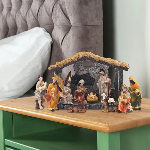 Vista 5 de Juego de Belén con Figuras, Juego del Nacimiento de Jesús, Juegos de Belén y Figuras, Pesebre, Nacimiento Santo, Familia Sagrada, Estatuas