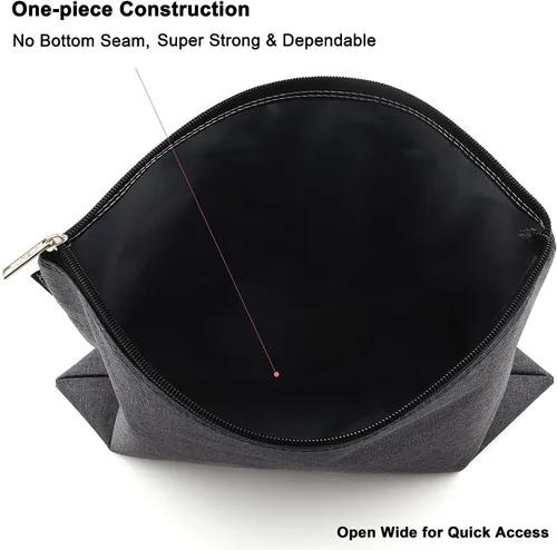 Vista 7 de Paquete de 5 bolsas de herramientas de lona con cremallera, 13 x 9.5 pulgadas, 16 onzas, resistente, impermeable, multiusos, para organizar