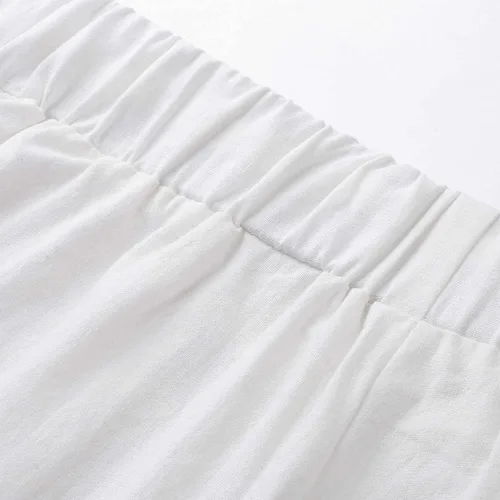 Vista 4 de Pantalones cortos de algodón para mujer, ajuste holgado, pantalones cortos de verano elásticos elegantes con cordón y bolsillos