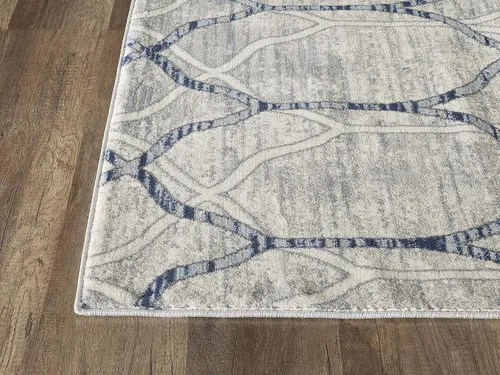 Vista 6 de Abani Alfombra moderna de 3 x 5 pies, diseño geométrico gris y azul, colección Arto