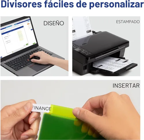 Vista 4 de Avery Separadores de plástico insertables para carpetas de 3 anillas, 8 pestañas por juego, pestañas grandes, dos bolsillos, separadores de carpetas