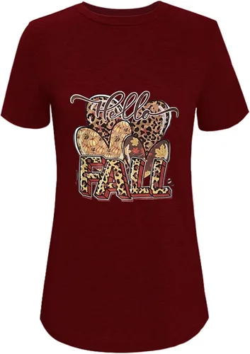 Vista 4 de Camiseta casual de verano con cuello redondo y manga corta para mujer ADD557