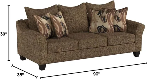Vista 2 de Roundhill Furniture Juego de sofá y silla de dos cuerpos Camero Café
