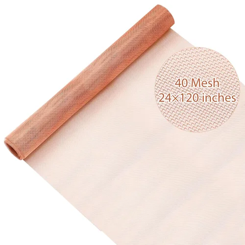 Vista 8 de Therwen Pantalla de Malla de Cobre de 12 Pulgadas x 10 Pies, Cobre 99.9% Puro, Rollo de Tela Metálica de Malla 40 para Conexión a Tierra, Pantalla