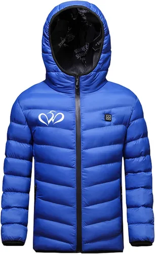Vista 2 de DELESYS Chaqueta térmica para niños y niñas, abrigo cálido con capucha para niños y niñas, calentador eléctrico de cuerpo con carga USB