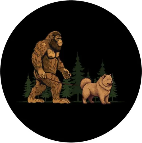 Vista 3 de Funny Chow Chow Bigfoot Dog Walking Dog Mom Dad Kids PopSockets Swappable PopGrip