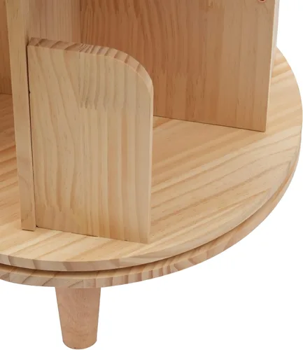 Vista 8 de Estantería giratoria, estante de almacenamiento independiente de 360°, estante de almacenamiento de madera, organizador de escritorio, organizador