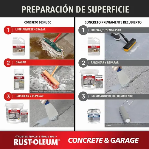 Vista 6 de Rust-Oleum 225359-2PK - Pintura e imprimación para pisos de concreto y garaje, galón, gris armadura satinada, paquete de 2