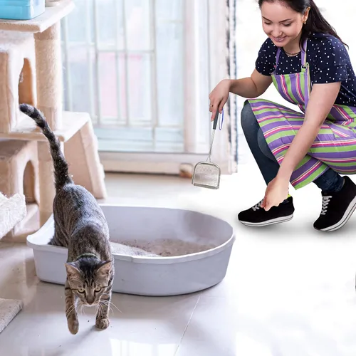 Vista 3 de Sand Dipper Pala de Arena Metálica para Gatos – Pala de Caca de Gato con Mango Largo para Caja de Arena (15"), Pala de Arena de Acero Inoxidable