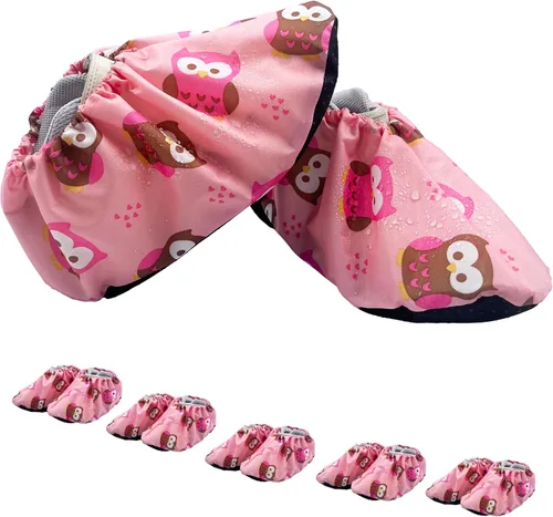 Vista 8 de 5 pares de fundas para zapatos para niños, reutilizables, antideslizantes, lavables, a prueba de polvo, duraderas, cubiertas para botas impermeables