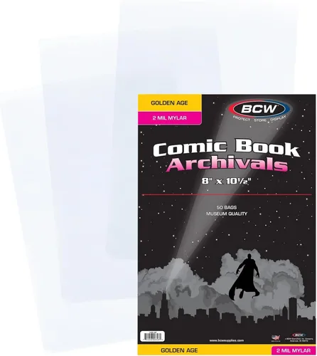 Vista 7 de BCW Bolsas de cómic gruesas de Golden Age – 100 unidades Protección transparente sin ácidos, fundas de polipropileno Bolsas de cómic