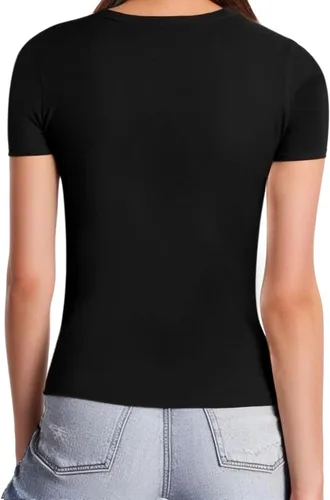 Vista 3 de MANGOPOP - Camisetas de manga corta o manga larga con cuello cuadrado para mujer